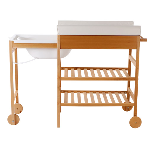 Table à langer avec baignoire intégrée CHILDHOME blanc/bois - Childhome